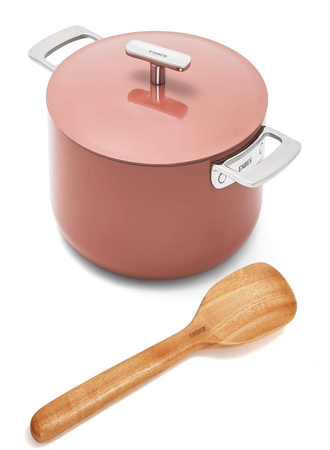 Ember Cookware قدر طهي سيراميك أرسيللا من إمبر كوكوير، 24 سم | قدر سعة 5 لترات غير لاصق وغير سام مع غطاء | معتمد من هيئة المواصفات والمقاييس الهندية | أواني طهي سيراميك | قدر برياني | مقبض فولاذي | خالٍ من مركبات PFAS وPTFE | ضمان 5 سنوات | تيراكوتا - Image 1